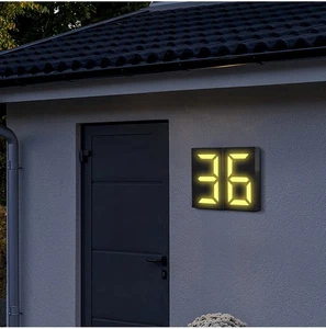 Letrero de luz LED alimentado por energía solar buscador de direcciones de puerta de casa placa número hágalo usted mismo - Imagen 1 de 12