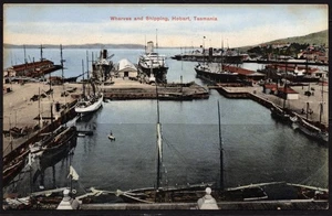 Australian Colour Postcard. "Wharves & Shipping, Hobart, Tasmania". Unposted - Picture 1 of 2