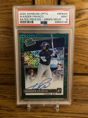 2020 Optic WANDER FRANCO Rated Prospects Green Mojo Auto #RPSWF PSA Mint 9 - Image 1 of 2