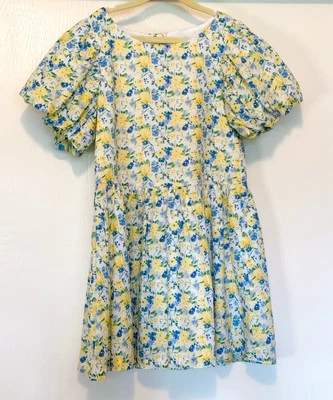 Janie And Jack The Fleur O’Clock Girls Puff Sleeve Floral Dress Size 8 - Image 1 of 4