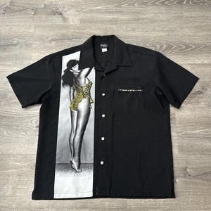 Rare Bettie Page Pinup Girl Bowling Shirt Size Mens M - Picture 1 of 9