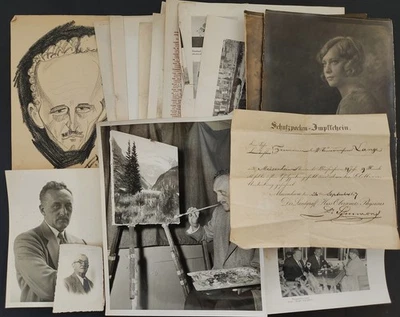 1950s vintage ARTIST yonkers ny JOHN WATERMULDER letter photo sketch archive  - Image 1 of 4