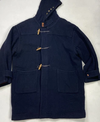 VINTAGE C.P. Company Wool Blend Hooded Duffle Coat Jacket Men Size 52 Navy Blue - Image 1 of 4