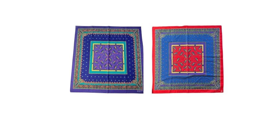 "Lote De Colección (2) Pañuelo Bandana Jumbo Color Rápido RN 13960 30x30"" EE. UU." Foto 1 de 4