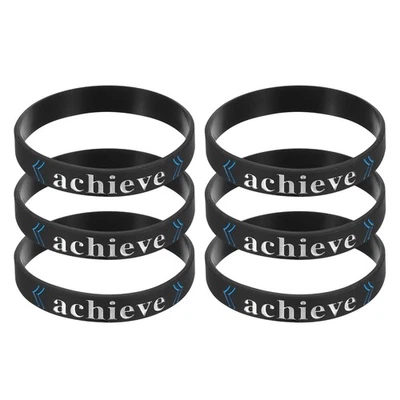 6 Stück Achieve Armbänder für Motivation, schwarz - Bild 1 von 4
