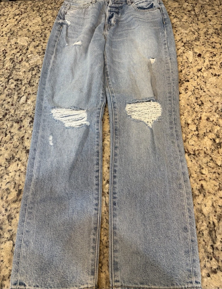 Pantalones de mezclilla para mujer Altar'd State azul claro pierna recta botón mosca talla 25 Foto 1 de 4