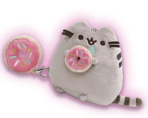 Pusheen Tabby Cat with Donut 6" Plush and Removable Donut Keychain Bag Clip Gund - Picture 1 of 8