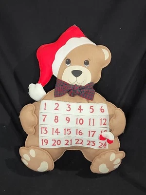 Teddy Bear in Santa Hat Advent Calendar Christmas Decoration Stuffed Felt - Image 1 of 4