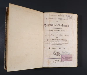 1793 Leonard Euler "Complete Guide to Differential Calculus" Math History German - Foto 1 di 9