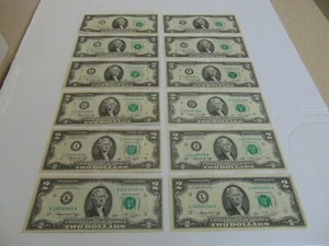 1976 $2 FRN Full District Set - 12 notes - lightly circulated - Picture 1 of 11