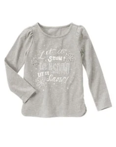 GYMBOREE COZY SKI LODGE GRAY Let It Snow SNOWFLAKE L/S TEE 4 5 6 7 8 NWT - Picture 1 of 1