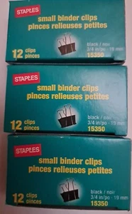 36 Count-  Small Binder Clips -12/Box - 3 Boxes Of 3/4" Clips  - Picture 1 of 1