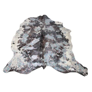 Estampado de flores en cuero de vaca tricolor -75x73 pulgadas - cuero de vaca premium - Imagen 1 de 5