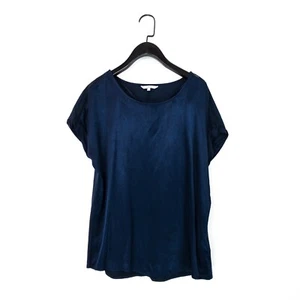 Sandwich Navy Blue Shimmer Chiffon Cut Out Shoulder Hem T-Shirt Blouse - Size M - Picture 1 of 23