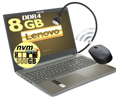 NOTEBOOK LENOVO IdeaPad Silver AMD A4 8gb ssd 500Gb Win10 pro Mouse Wifi Lampada - Immagine 1 di 4