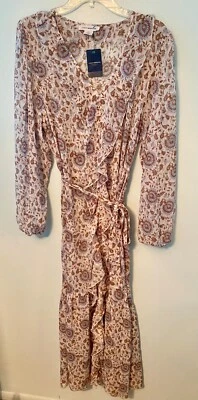 Nuevo con etiquetas Vestido Lucky Brand - Romántico Fluido Volantes Gasa Boho Maxi Cuello en V Talla - L Foto 1 de 4