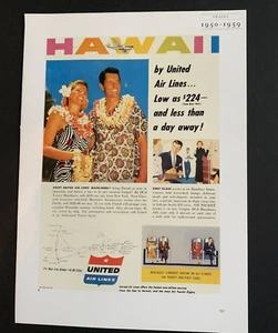 1950s United Airlines Hawaii Repro Vintage Print Ad 13inx9in Air Tourism - Bild 1 von 1