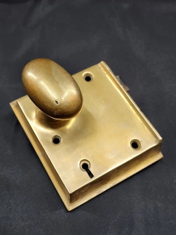 Antique Solid Brass Door Lock With Key Hole 4" Wide By 5" High Cover