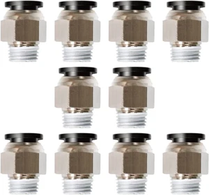 Push to Connect Fitting, 5/16" Tube OD X 1/4" NPT Thread Male Straight Pneumatic - Picture 1 of 12