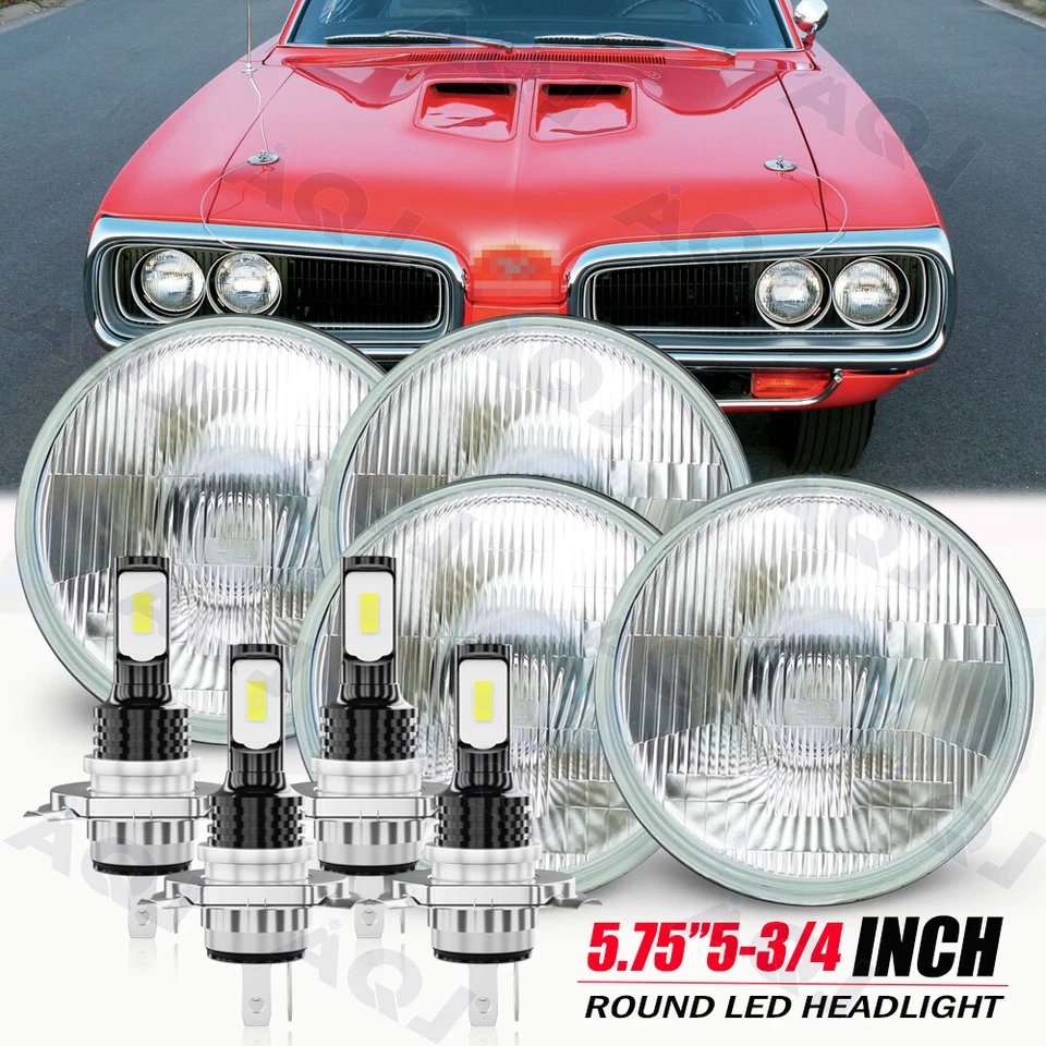 4X 5.75" 5-3/4" LED Headlights Round for Dodge Charger Coronet Dart Chrysler++ - Изображение 1 из 4
