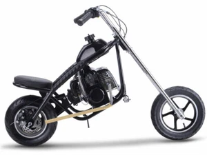 MotoTec 49cc Gas Powered Mini Chopper - 2 Stroke -BLACK and BLUE - Picture 1 of 8
