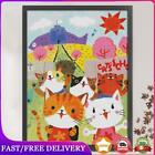 Full Embroidery Cotton 14CT Print Cat After School Picture Cross Stitch 50x65cm 