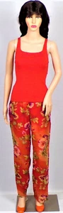 SILK! MUSE size 2 orange (mostly) silk (mostly) 2-piece set top/pants - Picture 1 of 12
