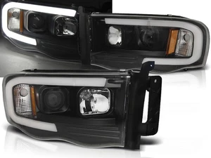 headlights for DODGE RAM 2002 2003 2004 2005 2006 tube light black LHD - Picture 1 of 4