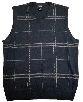 Chaleco Suéter Tejido Dockers Hombres Grande Azul Pullover Cuello en V Cuadros Papá Clásico Foto 1 de 4