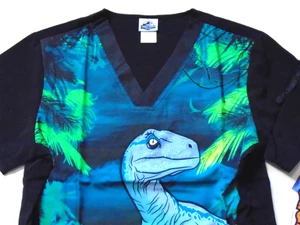 NWT Jurassic World Dominion Pullover V Neck Scrubs Dinosaur Mens Small - Picture 1 of 5