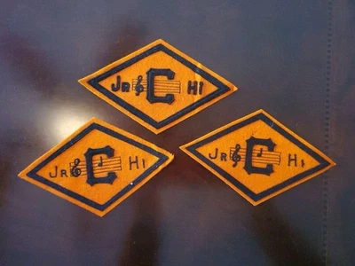 Vintage Jr C Hi Music Note Lot Of 3 Orange & Black Felt Letterman Patches  - Image 1 of 4