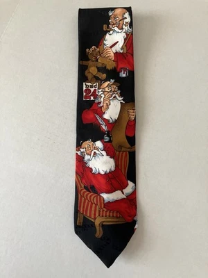 NovelTies Men's Necktie Tie Polyester Santa Claus Toy Chair List Made in USA 57" - Image 1 of 4