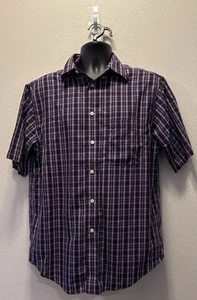 Roundtree And York Gold Label Purple/ Blue Plaid Button Down Size Medium - Picture 1 of 3