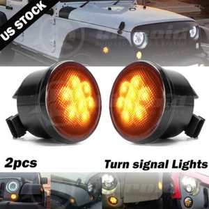 Front Smoke Lens Turn Signal Light Mount Grill Cover For 07-17 Jeep Wrangler JK - Bild 1 von 12