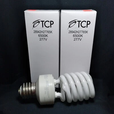 TCP CFL Spiral Lamp Bulb 42-Watt, 6500K, 277V, 28942H27765K - 150W Set Of 2 - Image 1 of 4