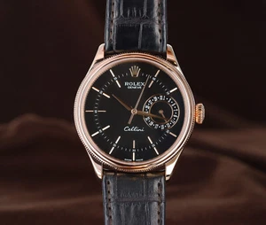Rolex Cellini Date 18kt RG Black Guilloche 'Rayon Flame de la Gloire' 50515 - Picture 1 of 10