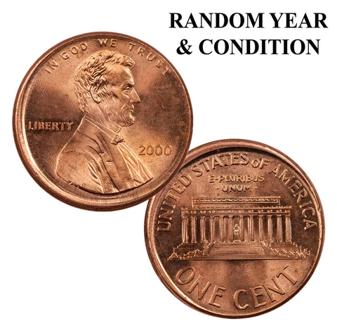 Random Date 1996-2001 Mint Error Broadstruck Lincoln Cent XF-UNC Cover