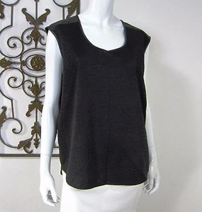 CALVIN KLEIN SLEEVELESS TRIM Crew neckline BLOUSE SIZE L Large Solid BLACK - Picture 1 of 10