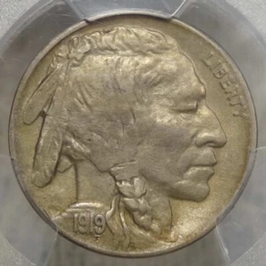 1919-D Buffalo Nickel, Almost Uncirculated, PCGS/CAC AU-53, RARE CAC - Picture 1 of 5