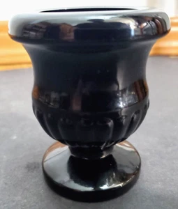BLACK GLASS URN Mini PLANTER VASE  3" Tall - Succulent Candle Ashtray - Picture 1 of 8