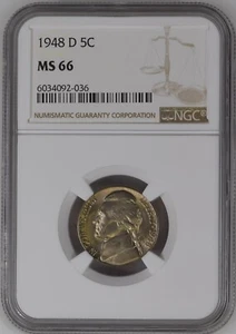 1948-D Jefferson Nickel 5C NGC MS 66 - Foto 1 di 6