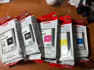 GENUINE SET 5 Canon PFI-102MBK/CYMK INK IPF500 IPF600 IPF700 FACTORY SEALED - Picture 1 of 2