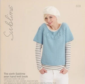 Sixth Sublime Aran Hand Knit Book #638 Knitting Patterns 11 designs family - Picture 1 of 14