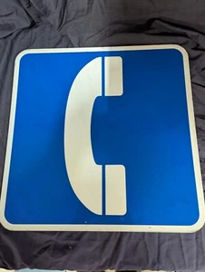 Vintage Public Telephone Pay Phone Booth Single Sided Metal Sign 18"X 18" - Picture 1 of 2