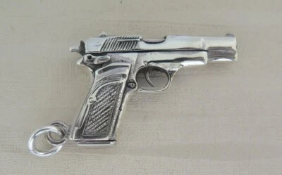 PINGENTE DE PRATA ESTERLINA 925 SÓLIDO PISTOLA COLT 45 - Imagem 1 de 4