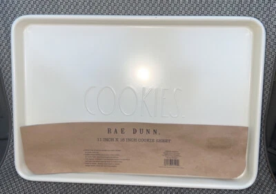 Sartén para hornear Rae Dunn COOKIES 11" X 16" acero al carbono crema bordes enrollados nueva con etiquetas Foto 1 de 4