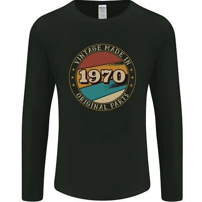 55th Birthday Vintage Made In 1970 Mens Long Sleeve T-Shirt - Image 1 of 2