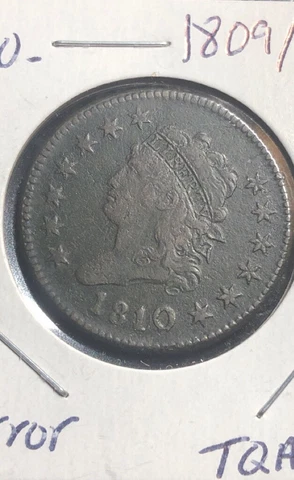 1810/09 CLASSIC HEAD LARGE CENT 10 OVER 09 ERROR OVERDATE GREAT CONDITION SEE PI Cover