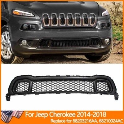 For Jeep Cherokee 2014-2018 Black Front Bumper Lower Cover Grille + Molding Trim Foto 1 de 4