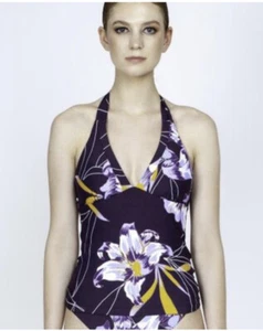 NWT $122 SEAFOLLY ANTHROPOLOGIE *AMULET* FLORAL HALTER TANKINI ACTIVE TOP 6 - Picture 1 of 6